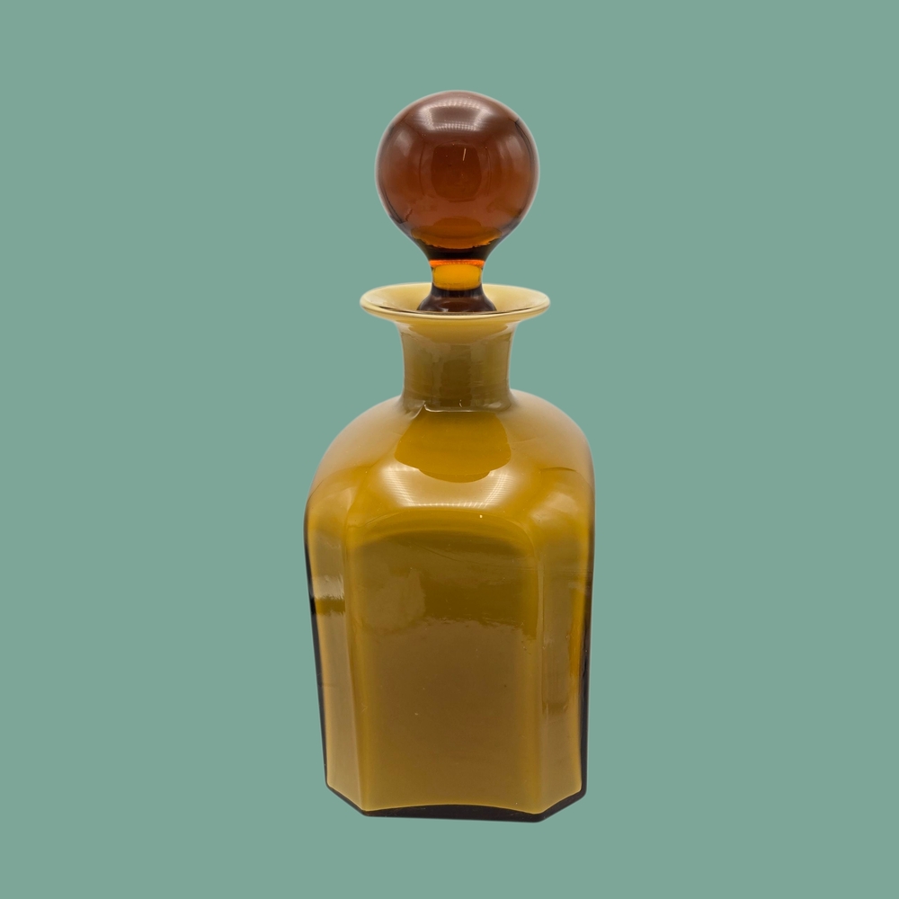 MCM Vintage Hand Blown Amber Case Glass Art Deco Bottle Artisan Made - Picture 3 of 11